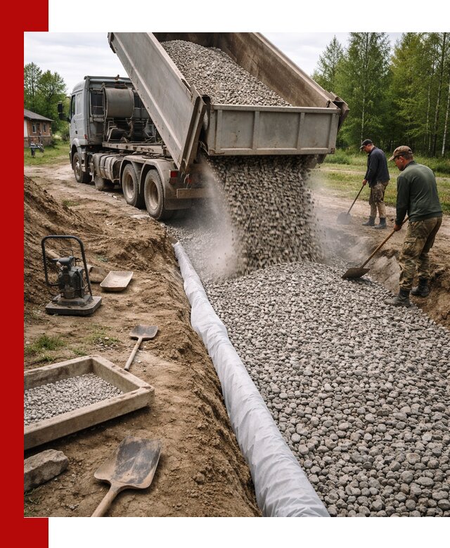 Гравий для дренажа с доставкой в Рузаевке качественный и недорогой