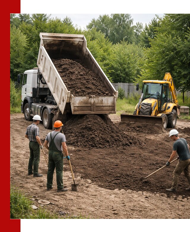 Доставка и укладка грунта для выравнивания участка в Рузаевке