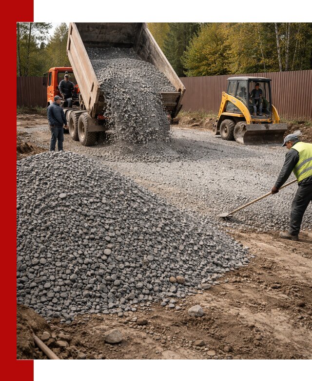 Отсыпка участка щебнем с доставкой и уплотнением в Рузаевке